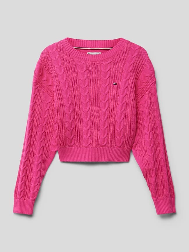 

Вязаный свитер косным узором Tommy Hilfiger, розовый