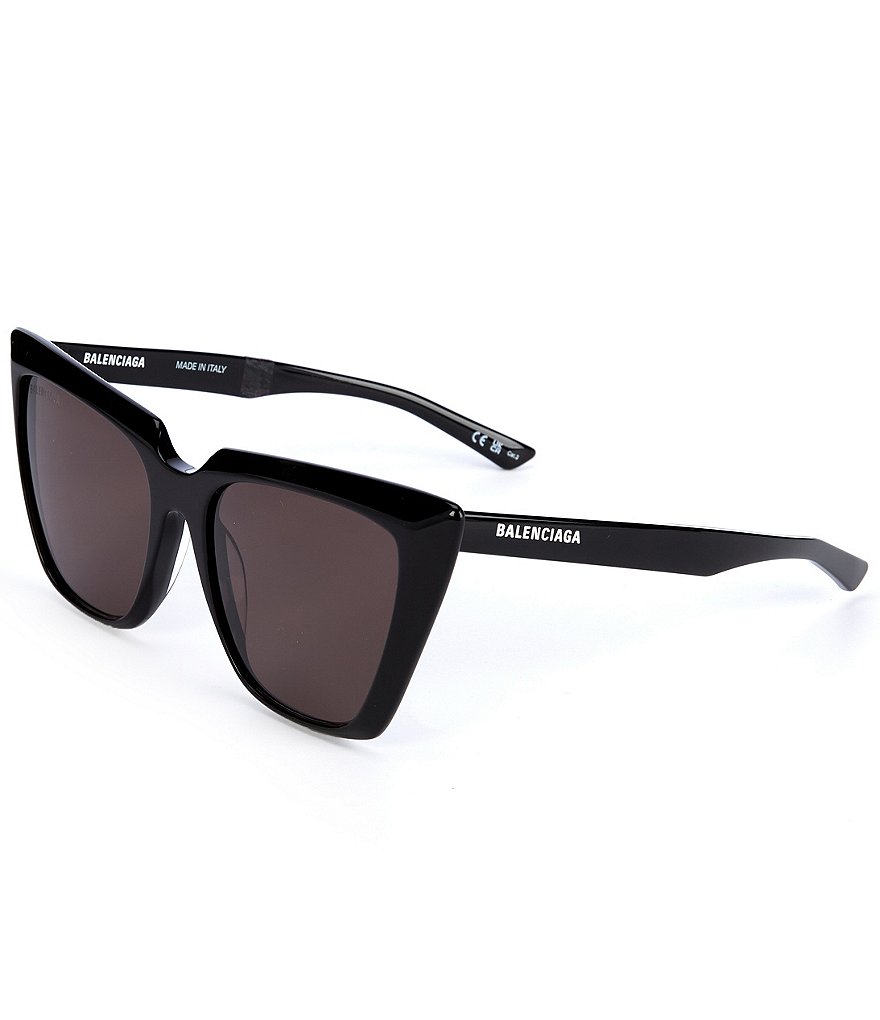 Balenciaga Женские солнцезащитные очки «кошачий глаз» BB0046S 55 мм, черный