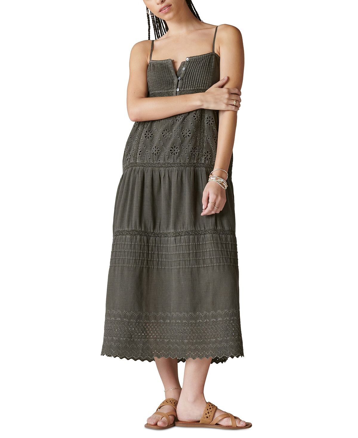 

Женское платье макси со вставками и ришелье Lucky Brand