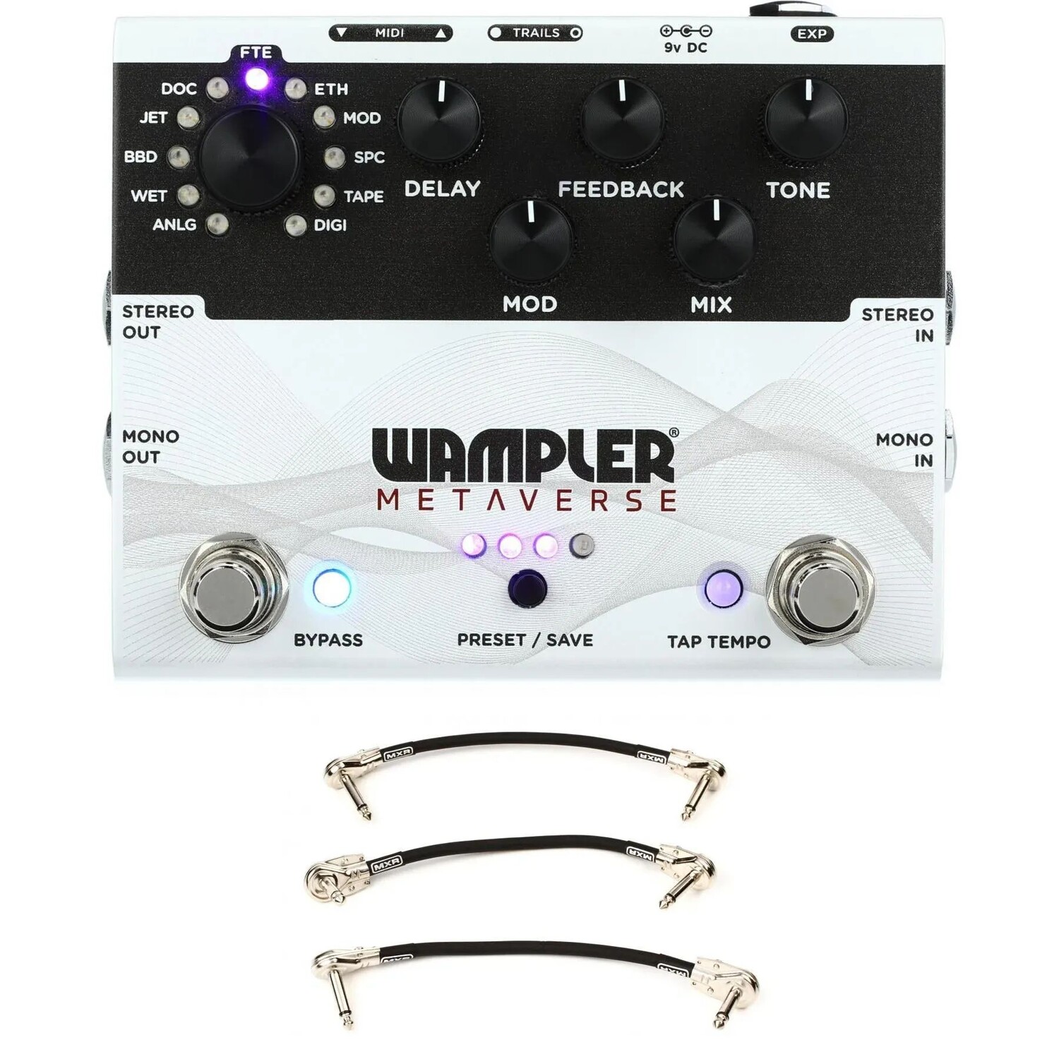 

Педаль задержки Wampler Metaverse с комплектом из 3 соединительных кабелей