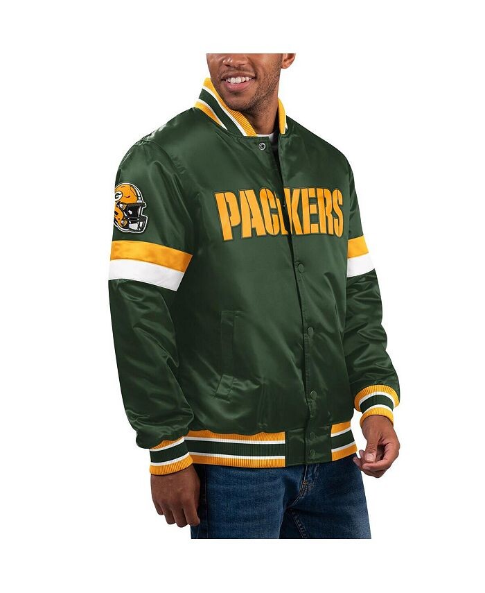 

Мужская атласная университетская куртка с длинными кнопками Green Bay Packers Home Game зеленого цвета Starter, зеленый
