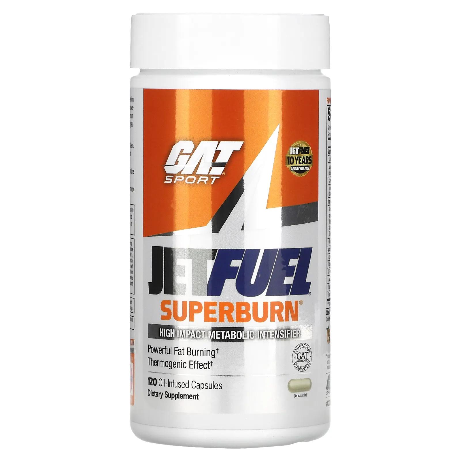 GAT JetFUEL Superburn 120 капсул с маслом пищевая добавка gat jetfuel diuretic 90 масляных капсул