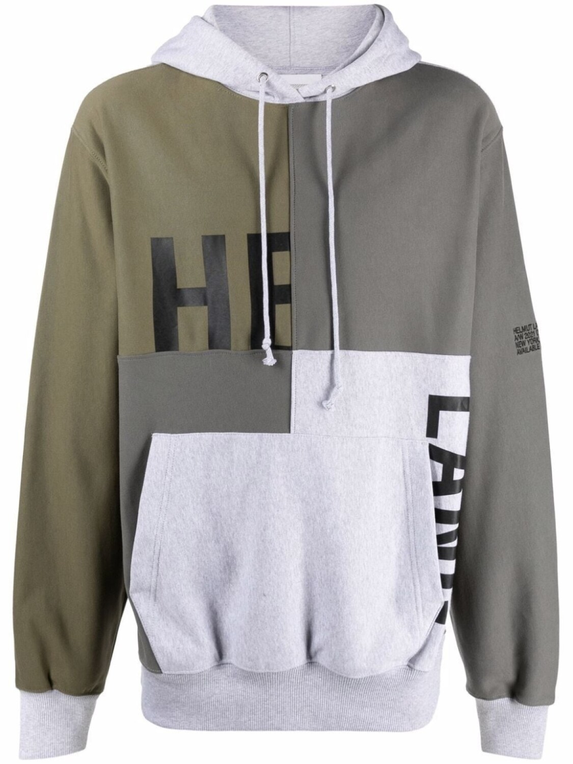 

Helmut Lang худи в технике пэчворк с логотипом, серый