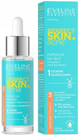 Ночная сыворотка для лица 5%, 30 мл Eveline Cosmetics, Perfect Skin сыворотка для лица eveline perfect skin acne ночная с 5% комплексом кислот 30 мл