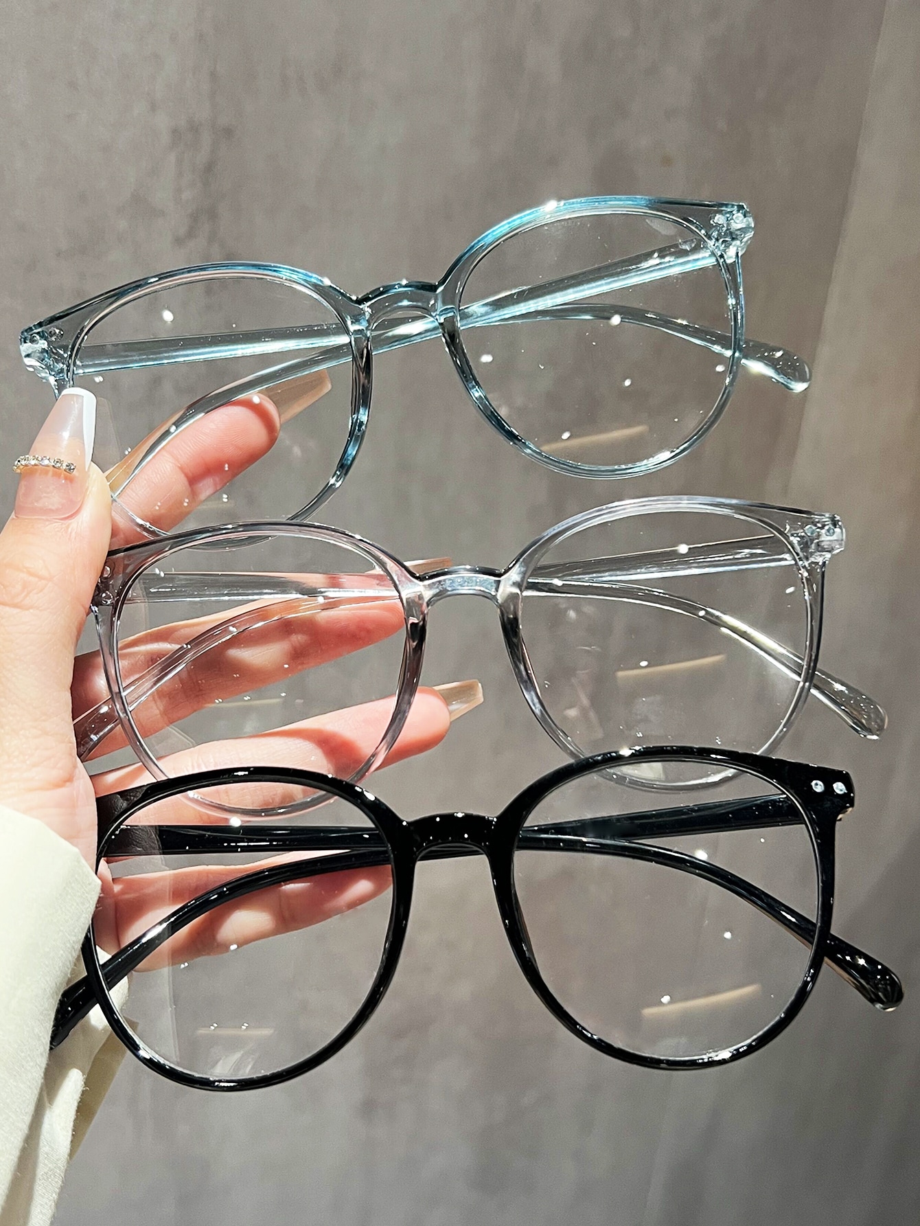 Женские легкие очки с прозрачными линзами в круглой оправе синего цвета с блокирующими линзами для ежедневного использования