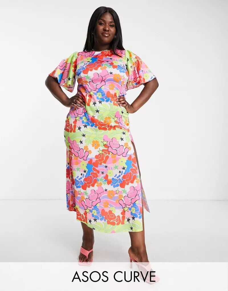 

Платье макси ASOS DESIGN Curve с ярким цветочным принтом и сердечками
