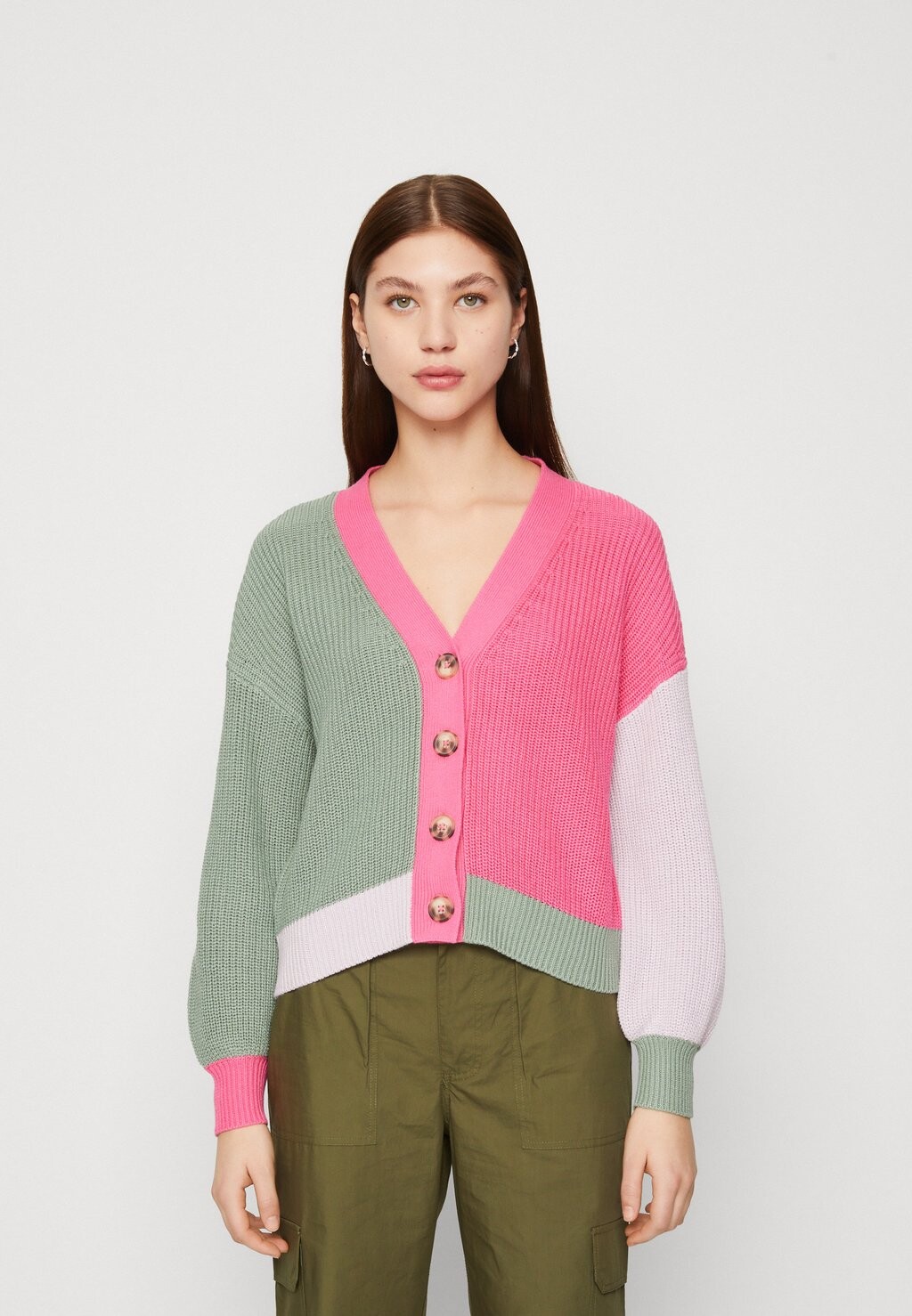 

Кардиган ONLY Onlblossom V Neck Cardigan, зеленый/розовый/белый