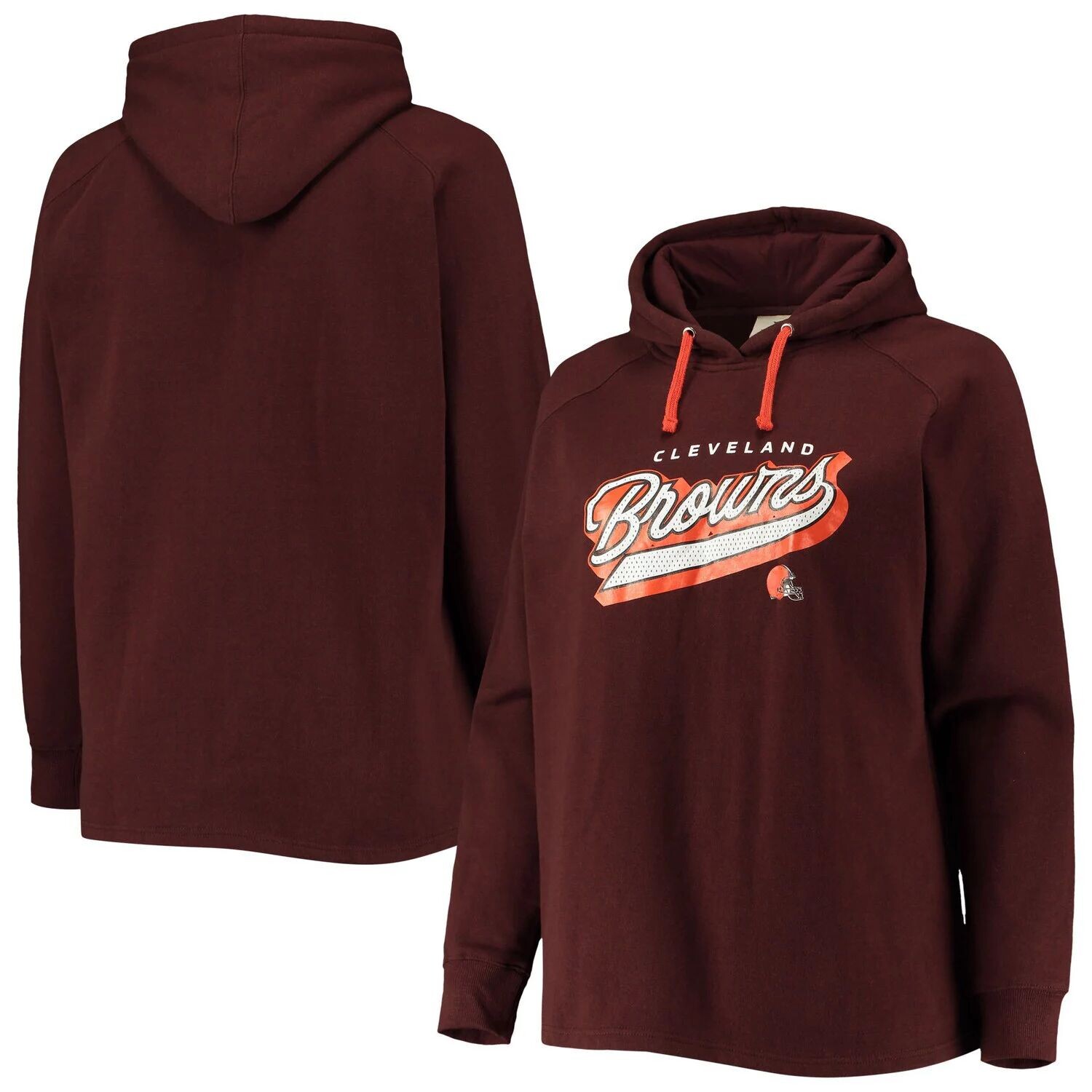 

Женский фирменный коричневый Cleveland Browns Fanatics, пуловер с капюшоном размера «Первый контакт» с регланами больших размеров Fanatics