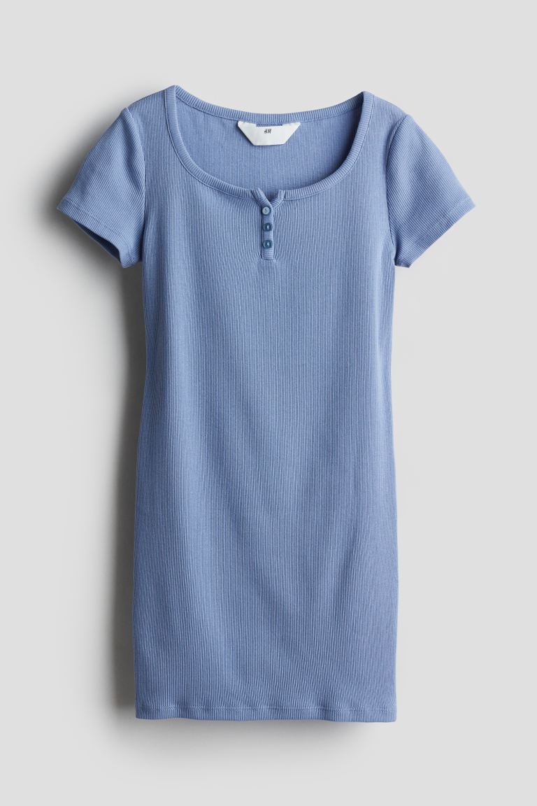 Платье из джерси в рубчик H&M, синий свитшот с круглым вырезом спинка на пуговицах s синий