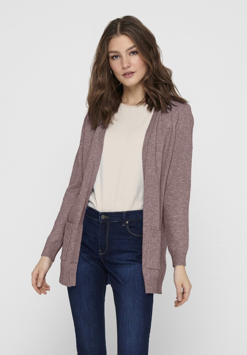 

Кардиган ONLY Onllesly L/S Open Noos, коричневый меланж, Коричневый;серый
