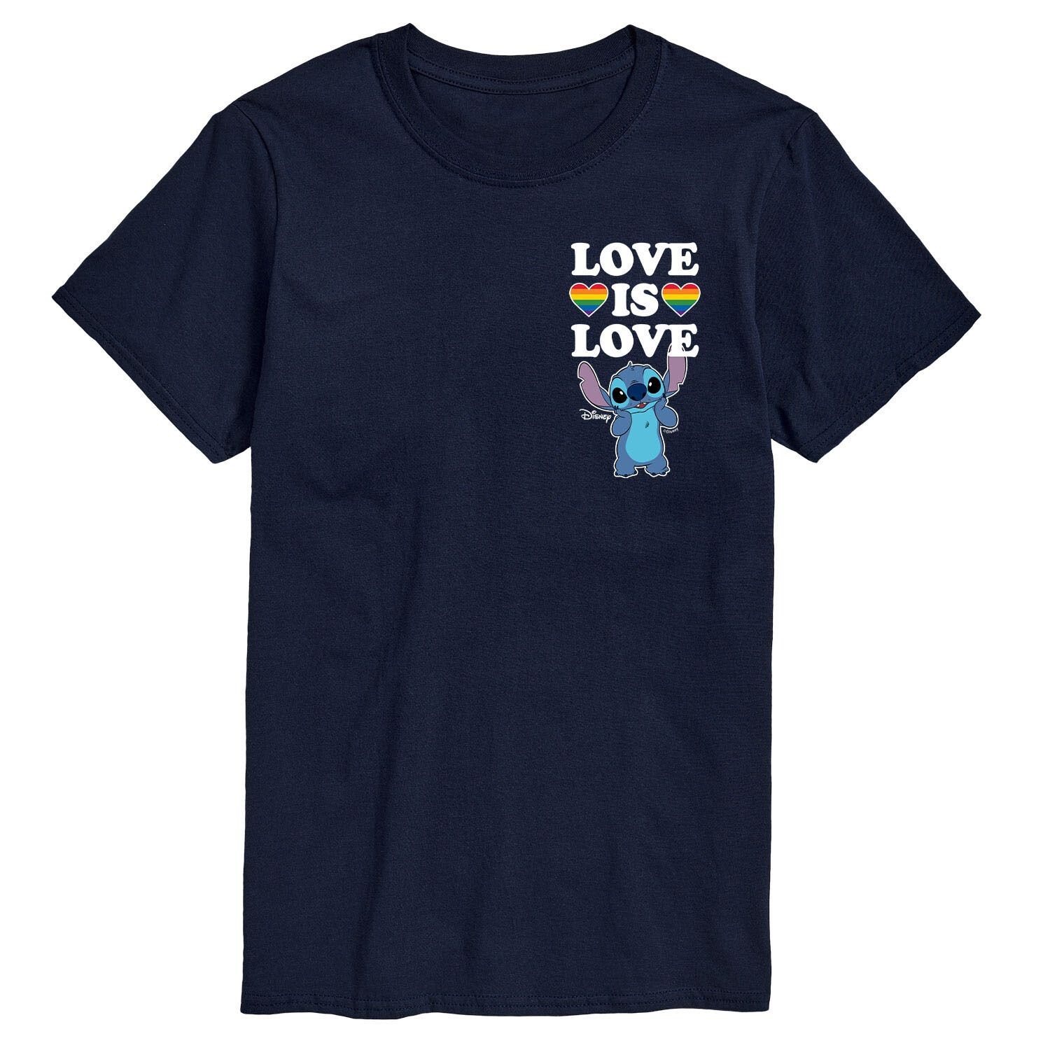 

Мужская футболка с рисунком Love Is Love Disney's Lilo & Stitch Licensed Character, синий