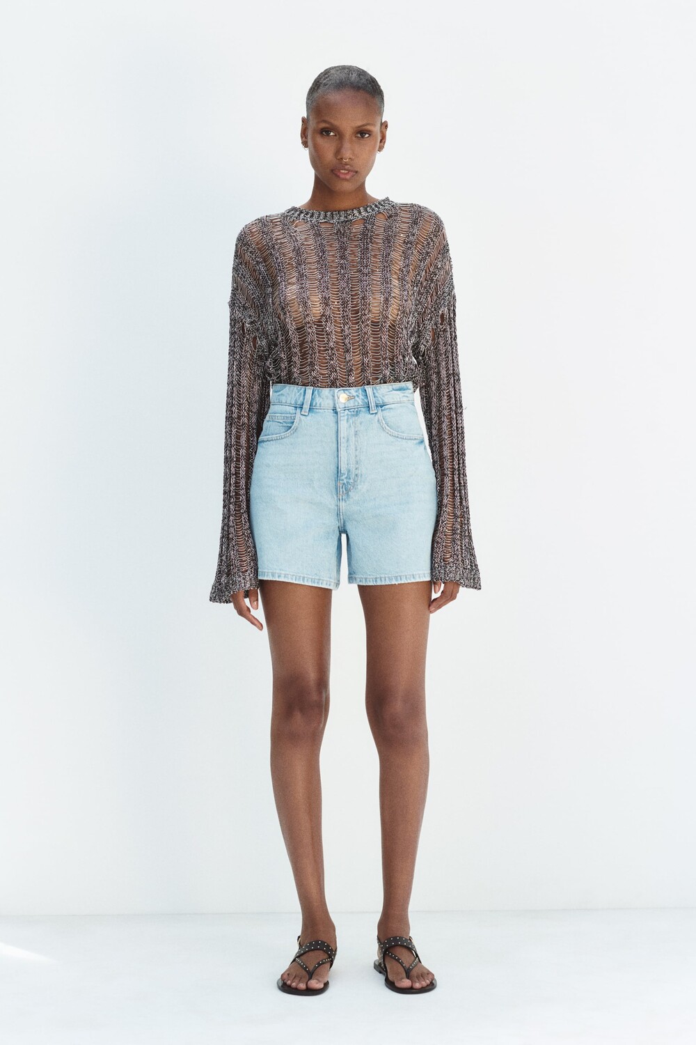 

Шорты z1975 denim mom fit, высокая талия Zara, индиго