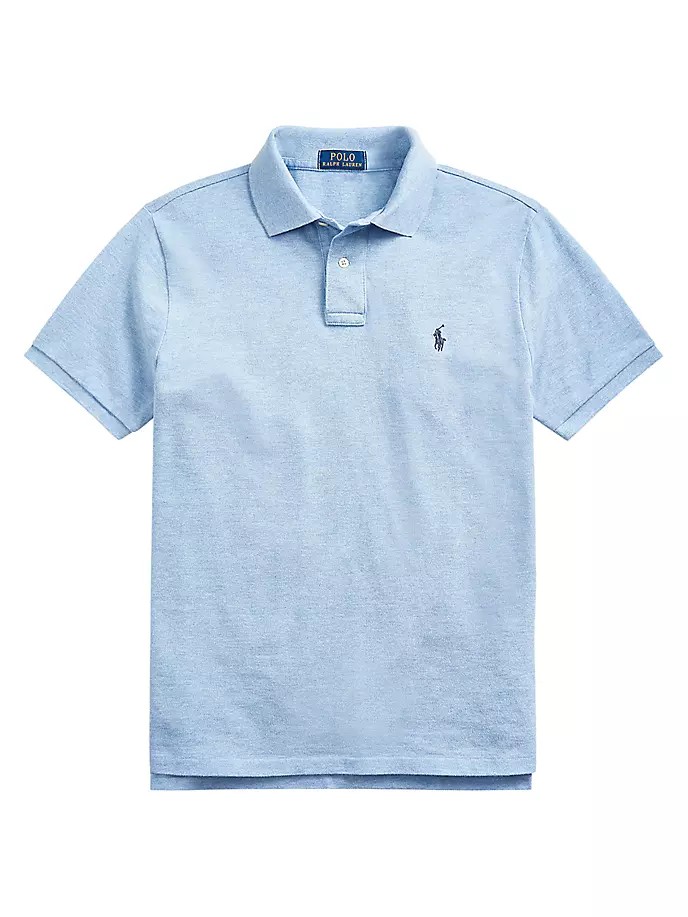цена Облегающая футболка-поло из хлопковой сетки на заказ Polo Ralph Lauren, цвет jamaica heather
