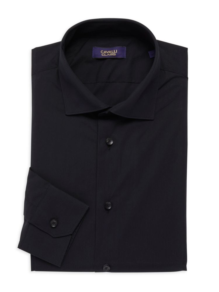Классическая рубашка комфортного кроя Cavalli Class By Roberto Cavalli, черный шарф roberto cavalli вязаный с бахромой 200х50 см черный