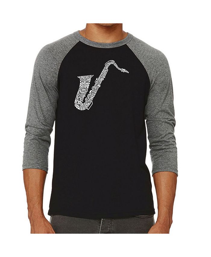 Мужская футболка Sax реглан Word Art LA Pop Art, серый мужская футболка джаз музыкант jazz саксофон m зеленый
