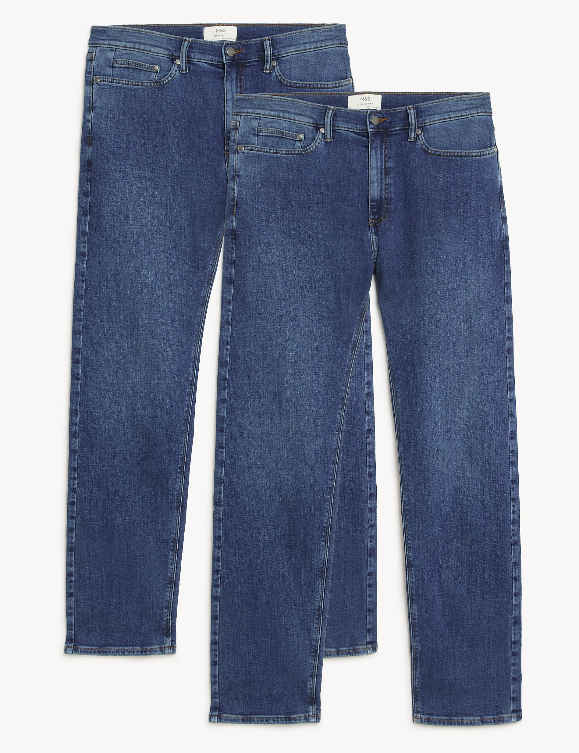 подходит для 2 оригинальных эластичных джинсов rag 2 пары эластичных джинсов прямого кроя Marks & Spencer