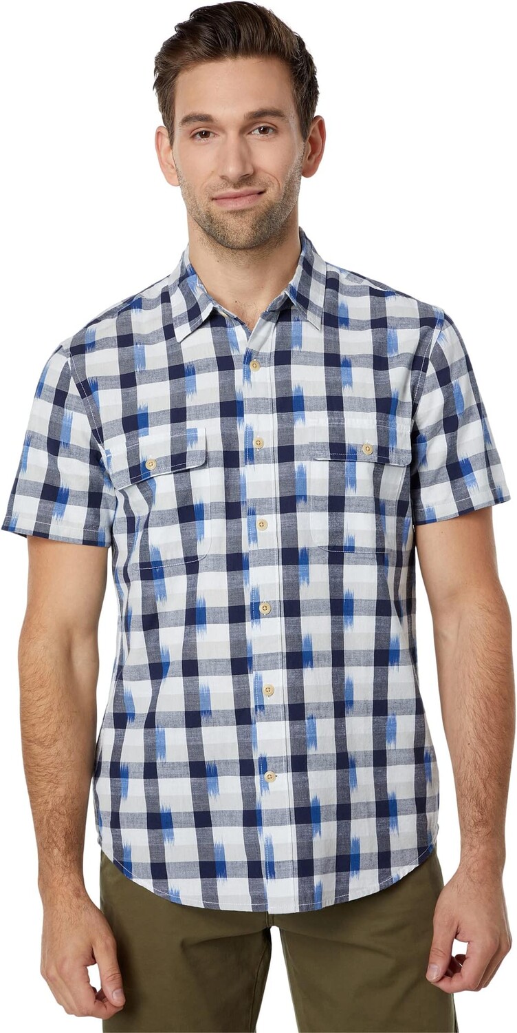 

Рубашка с коротким рукавом в клетку икат Lucky Brand, цвет White Ikat Plaid