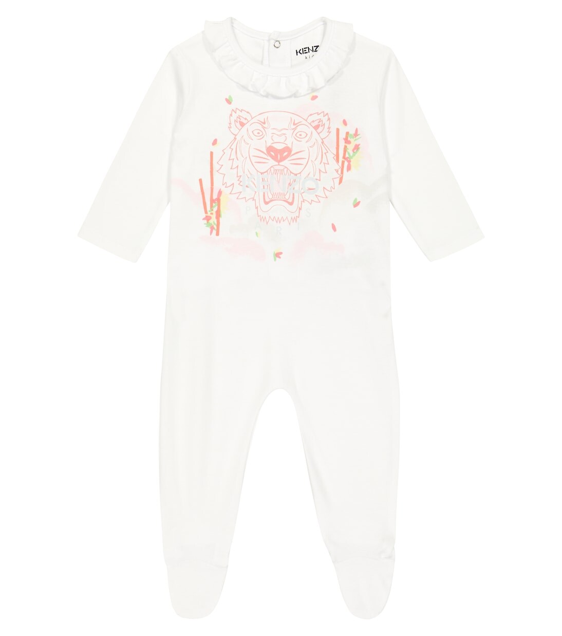

Хлопковый комбинезон с детским принтом Kenzo Kids, белый