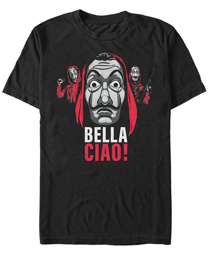 Мужская футболка с коротким рукавом La Casa De Papel Bella Ciao Masked Trio Fifth Sun, черный