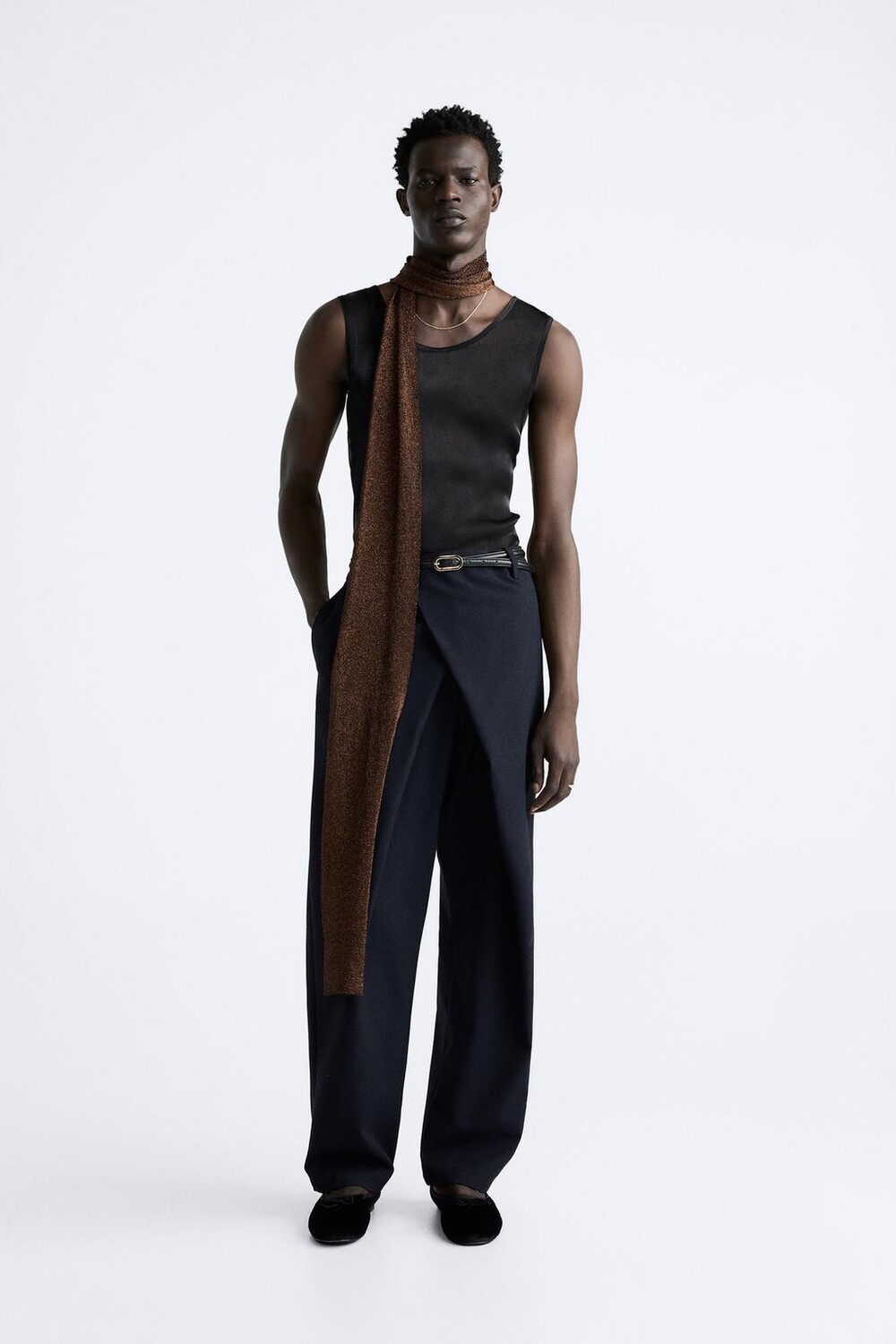 

Брюки с запахом ZARA, темно-синий