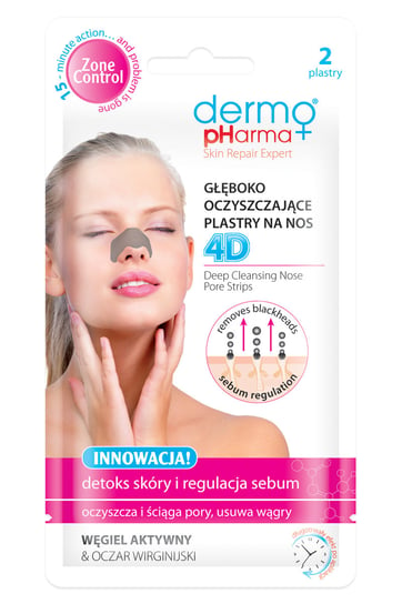 Пластыри для носа очищающие с активированным углем 4D, 2 шт. Dermo Pharma