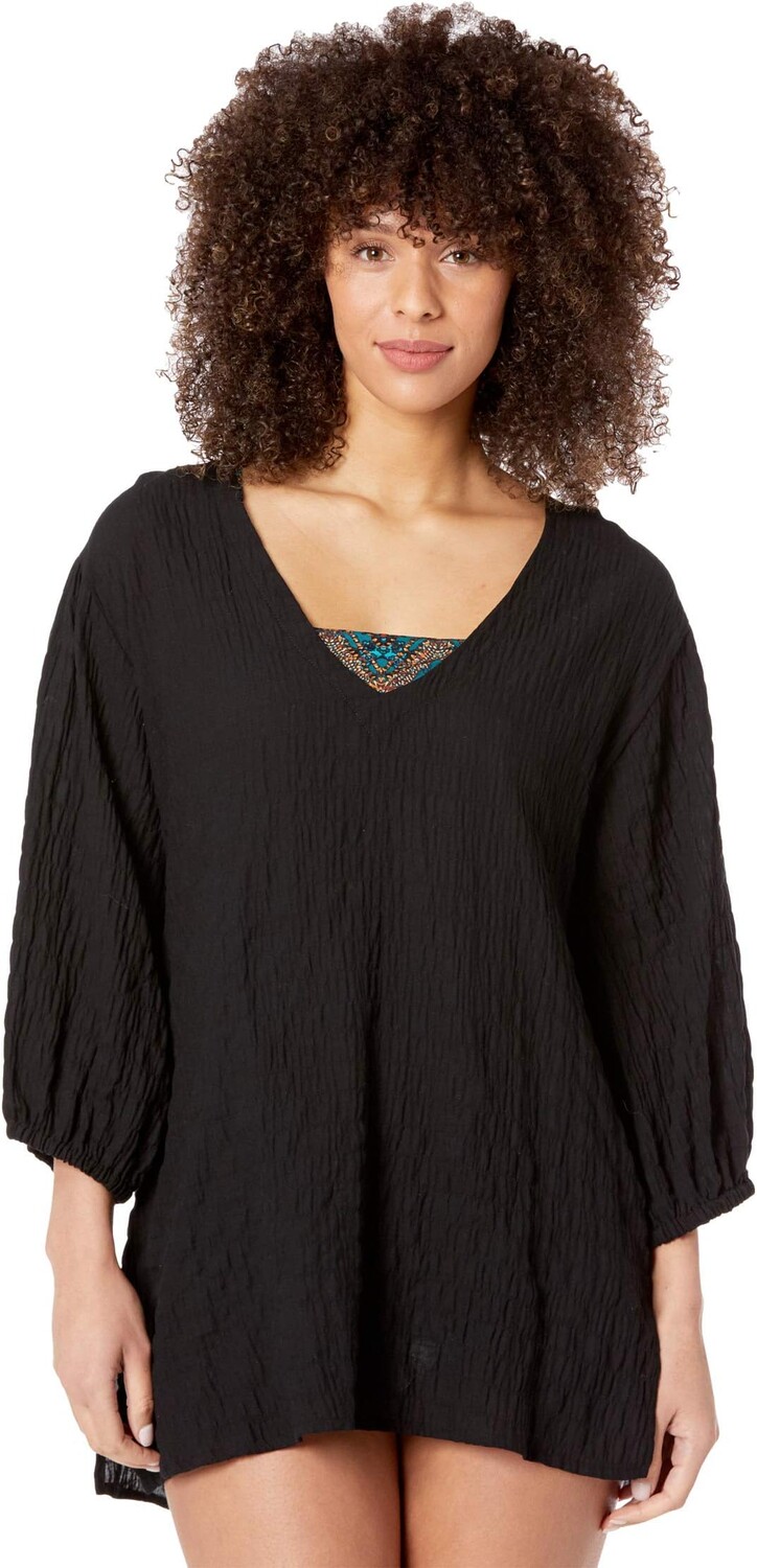 

Туника Robin Piccone Fiona Puffed Sleeve Tunic, черный