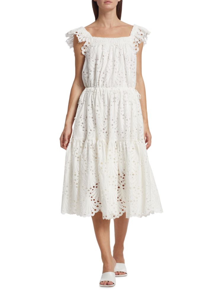 Платье миди с развевающимися рукавами и люверсами L'Amour Charina Sarte, белый