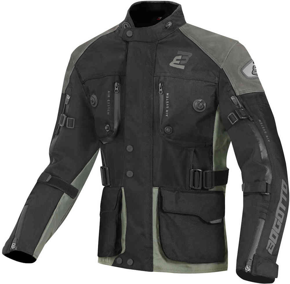 Водонепроницаемая мотоциклетная кожаная/текстильная куртка Explorer-Z Bogotto, черный/зеленый
