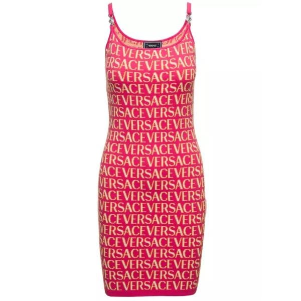 

Платье mini fuchsia dress with all-over logo lettering pr Versace, розовый