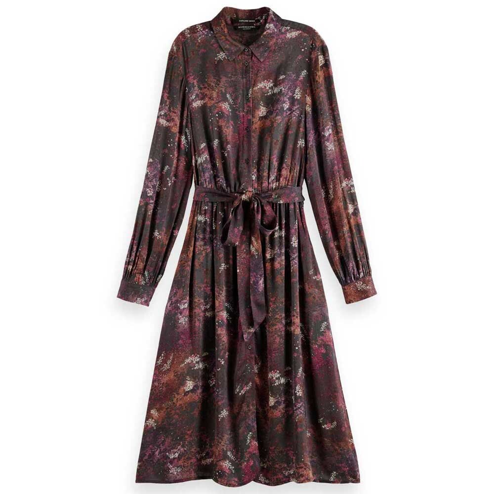 

Платье миди Scotch & Soda Karis Printed Long Sleeve, коричневый