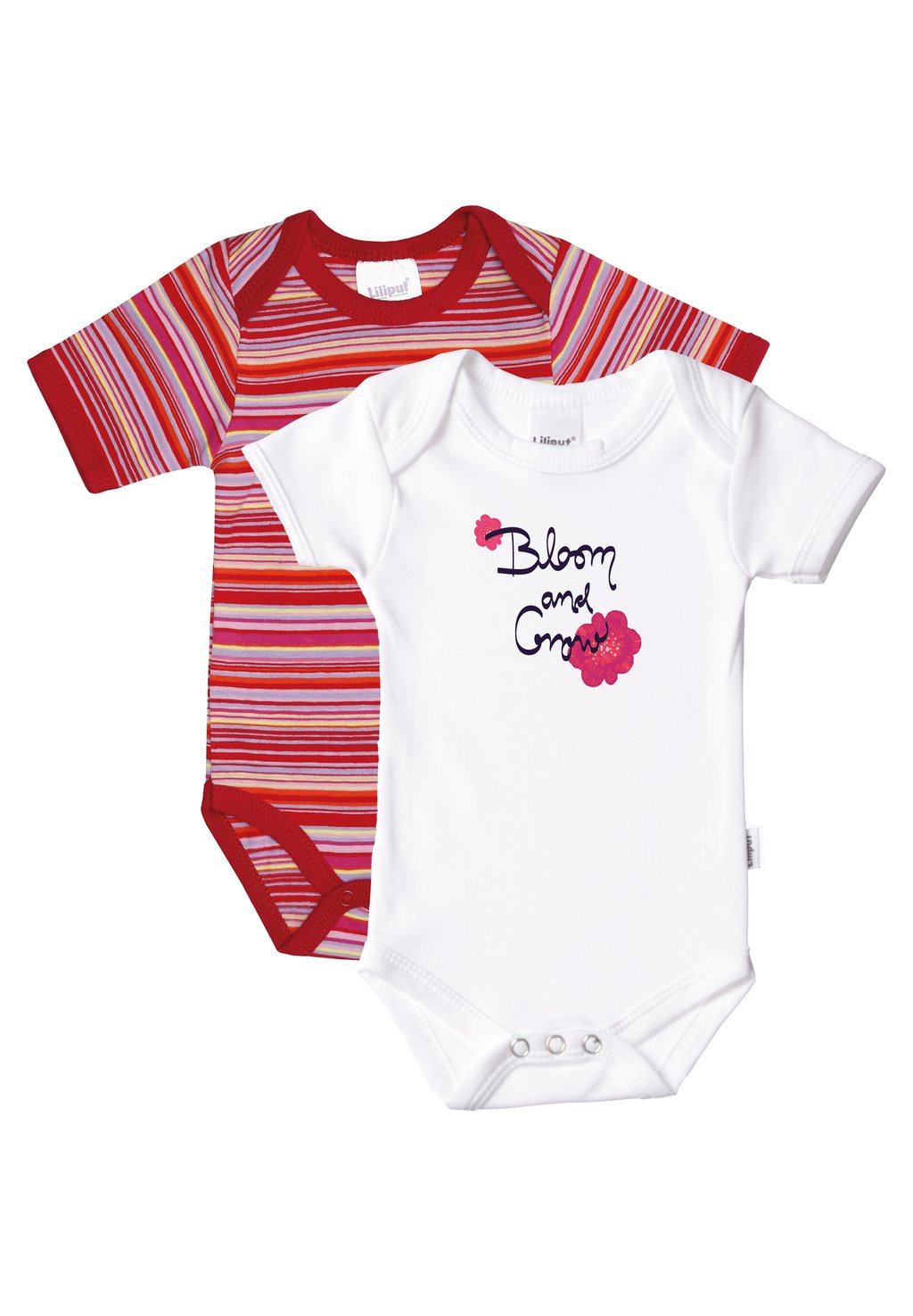 

Боди KURZARMBODY IM 2ER-PACK MIT NIEDLICHEM FRONTPRINT Liliput, цвет rot geringelt/weiß mit frontdruck