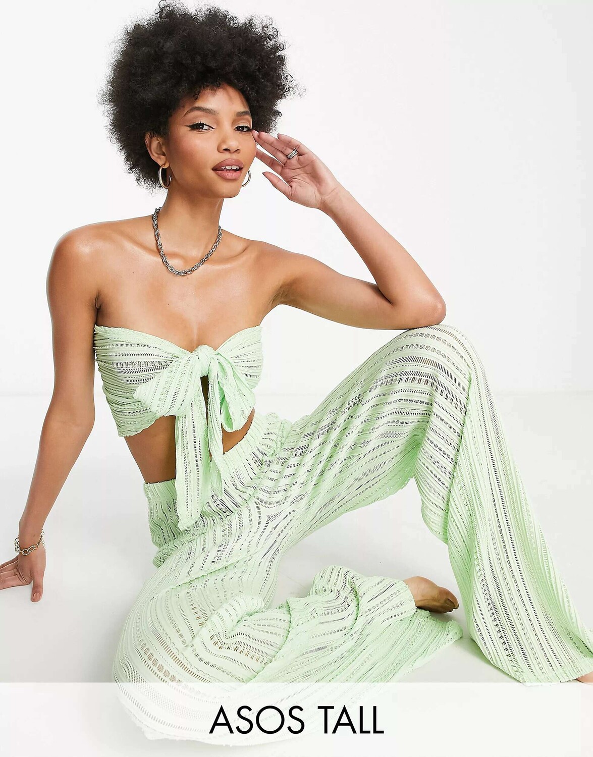

Мятно-зеленый укороченный топ из фактурного кружева ASOS DESIGN Tall