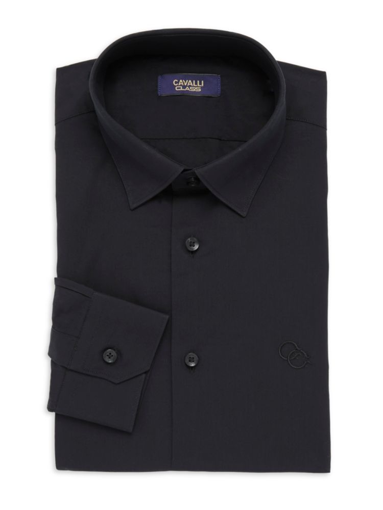 Классическая рубашка узкого кроя с логотипом Cavalli Class By Roberto Cavalli, черный
