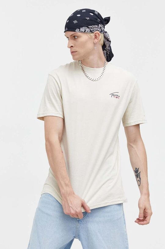 

Хлопковая футболка Tommy Jeans, бежевый