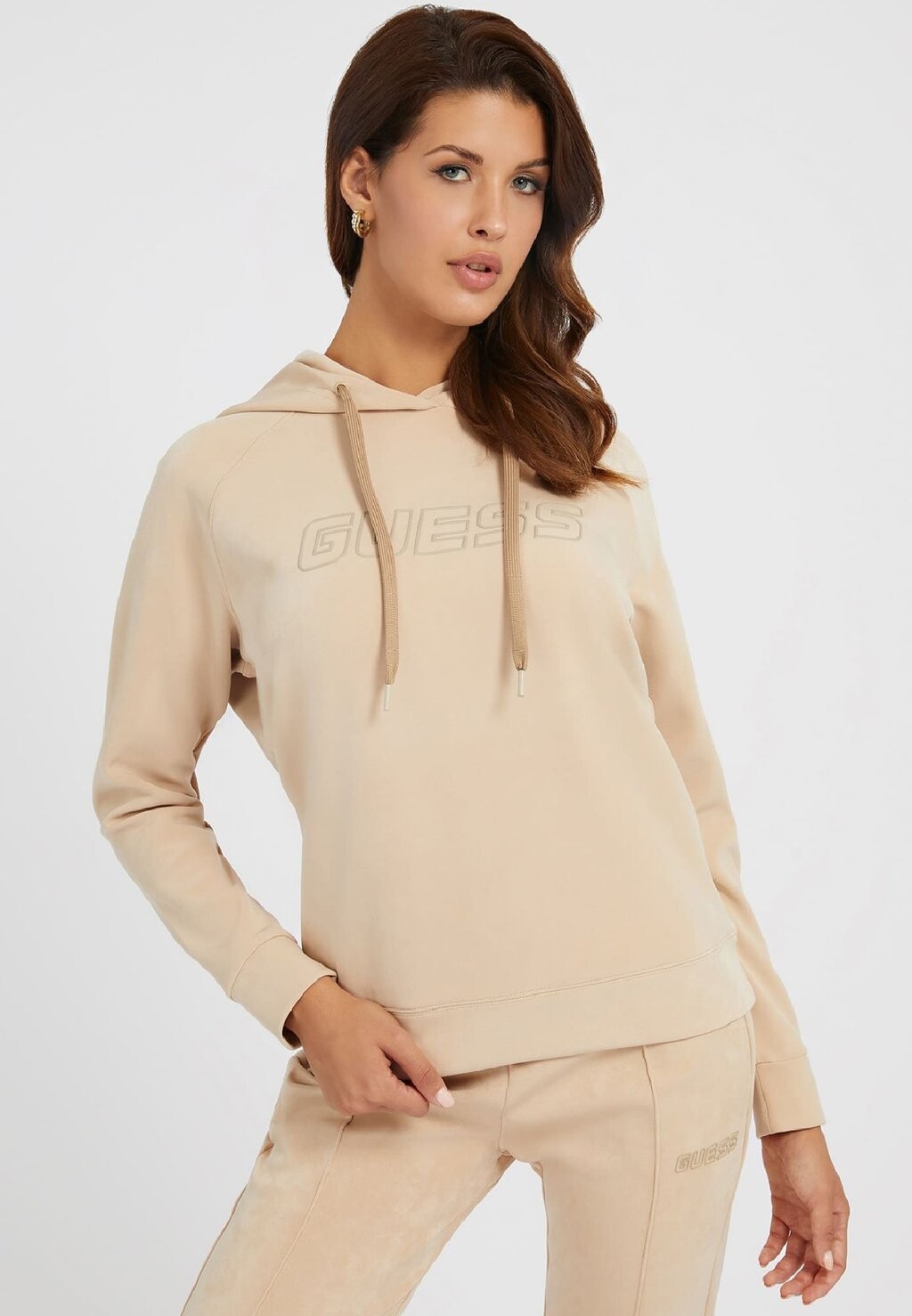 

Толстовка с капюшоном Guess, коричневый