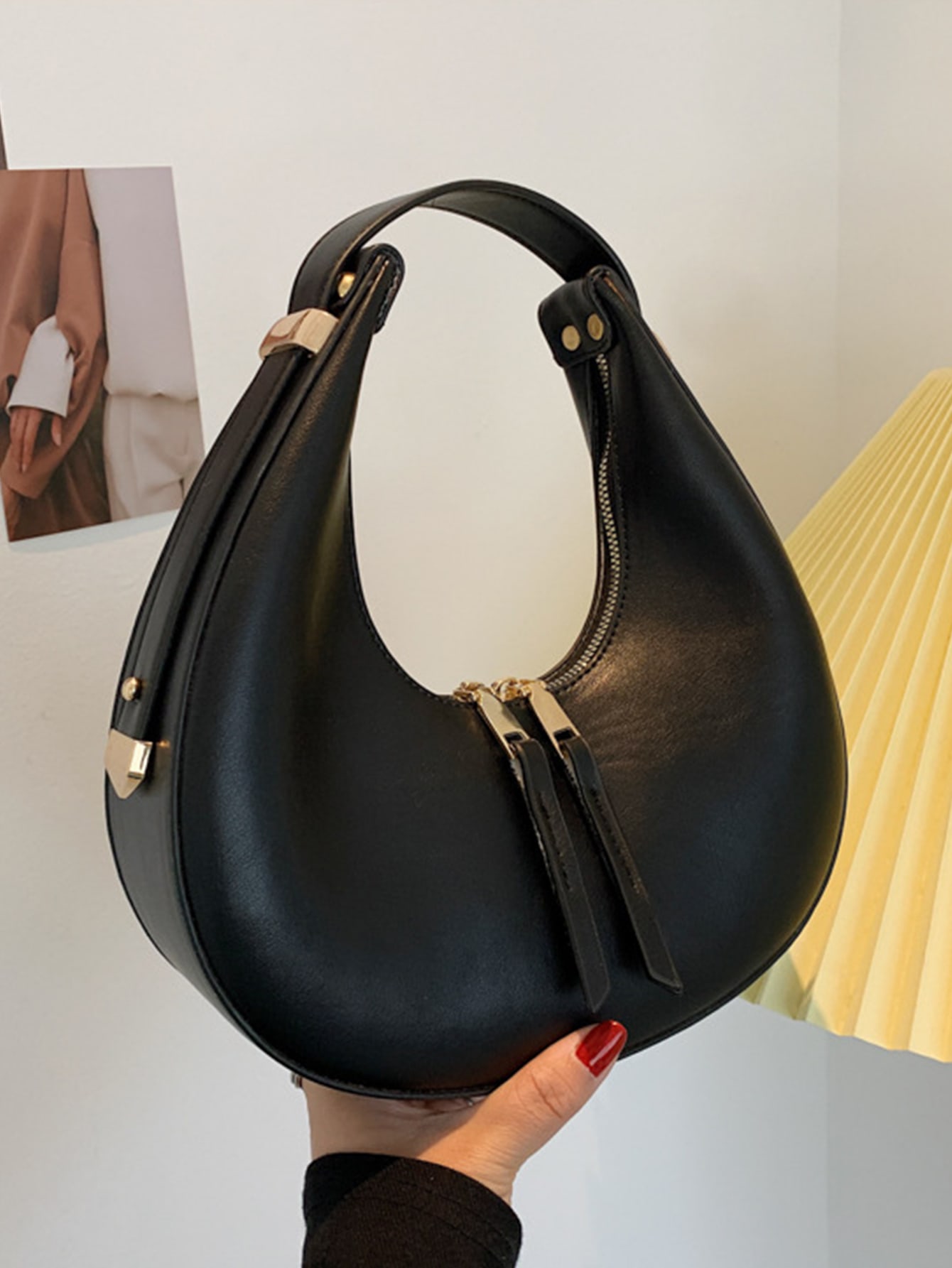 Водонепроницаемая Легкая деловая повседневная минималистичная сумка-багет с верхней ручкой для девочек-подростков, черный