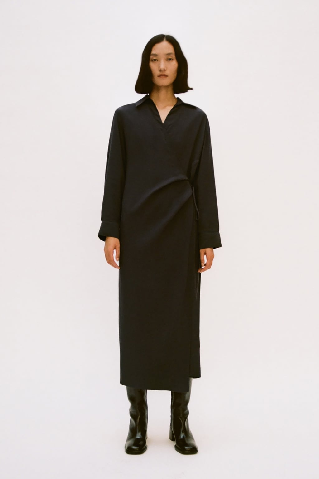 

Платье-рубашка с запахом Zw Collection ZARA, серый