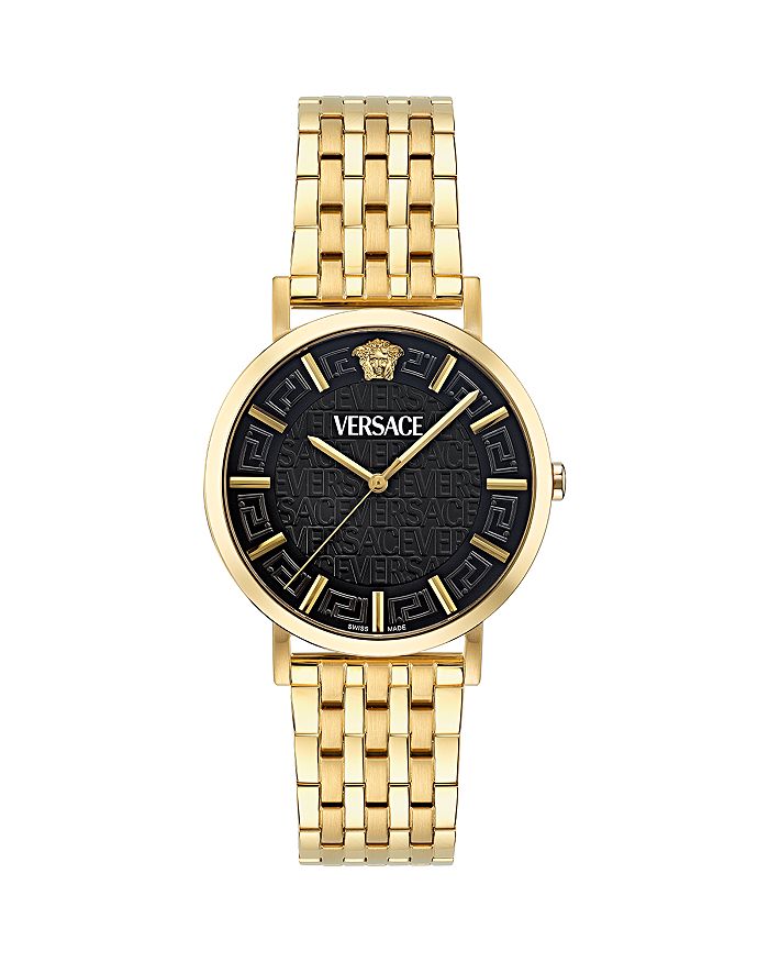 

Тонкие часы Versace Greca, 40 мм, золотой