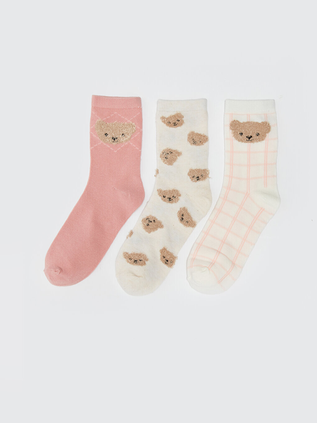 

Носки для девочек с рисунком, 3 предмета LCW Kids, кремового цвета