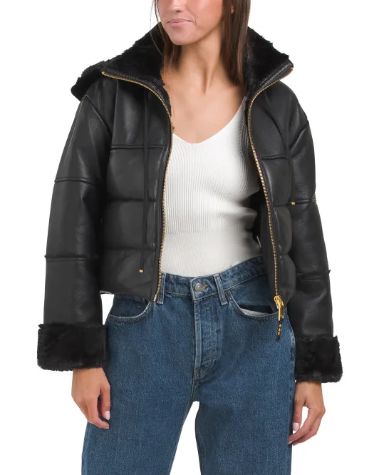 

Укороченная куртка с капюшоном Rebecca Minkoff, черный