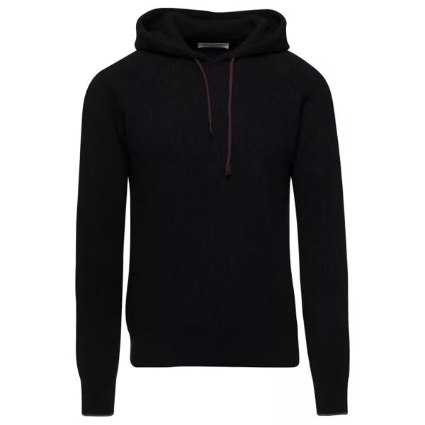 

Футболка ribbed hooded sweater in wool blend La Fileria, черный