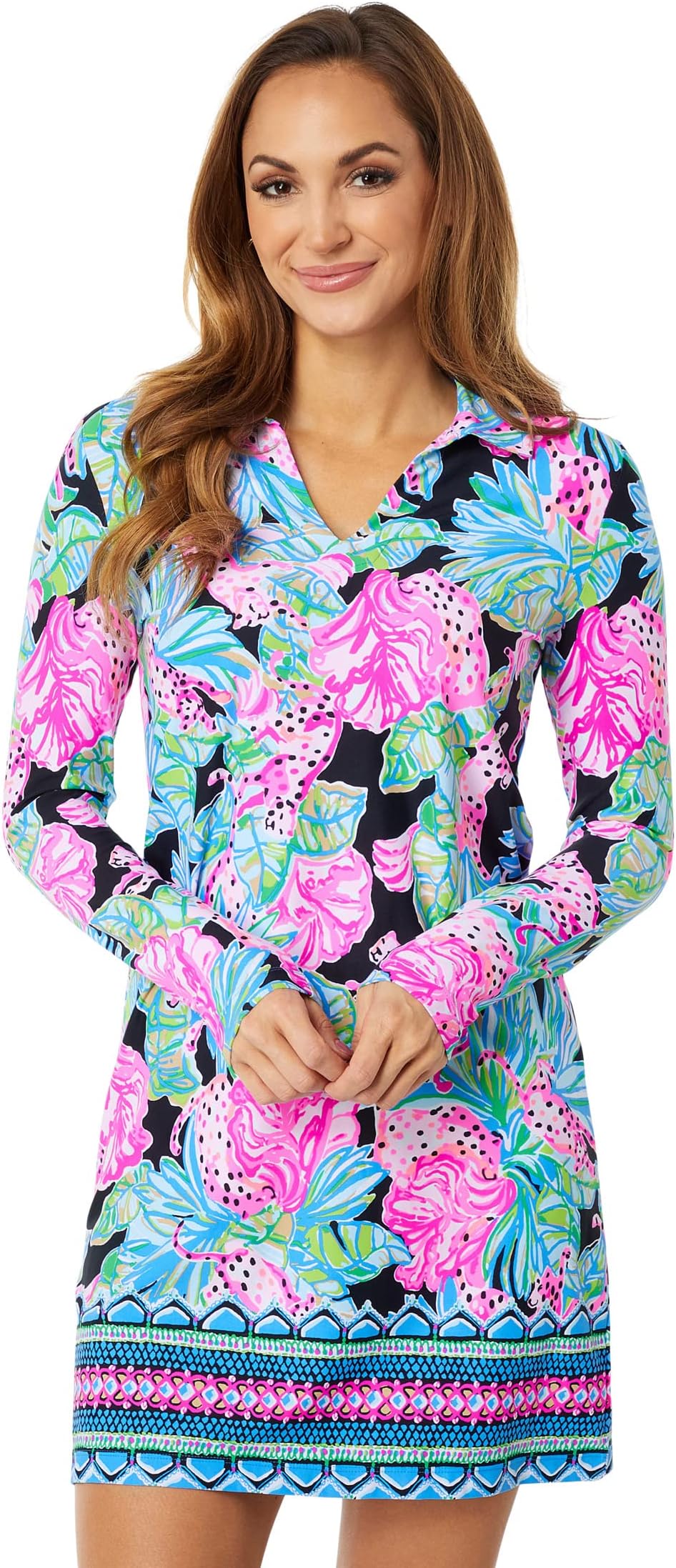 

Платье Andrienne UPF 50+ Lilly Pulitzer, цвет Onyx Jaguar Jungle Engineered Chilly Lilly