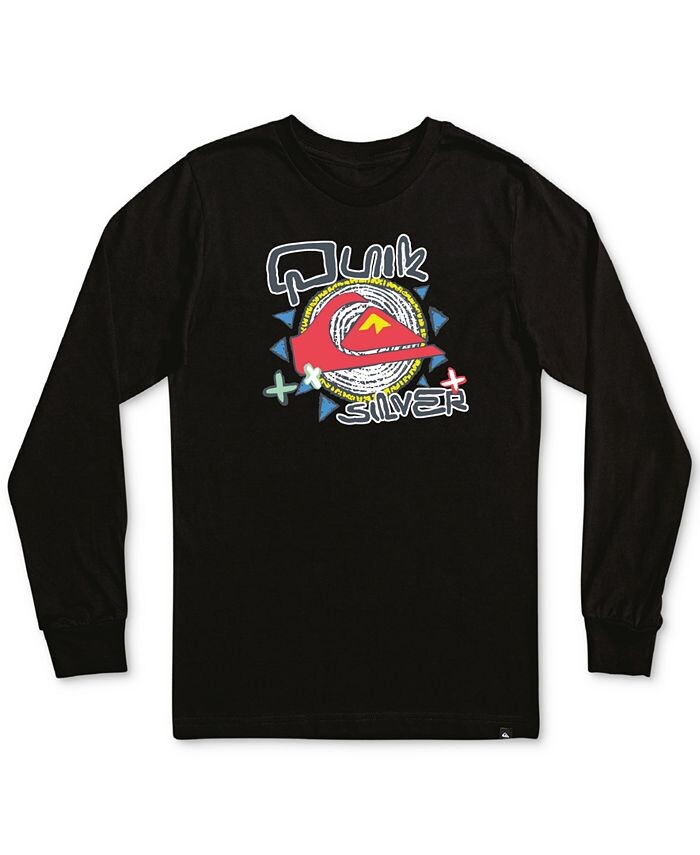 

Хлопковая футболка с длинными рукавами и графическим логотипом Little Boys Quiksilver, черный