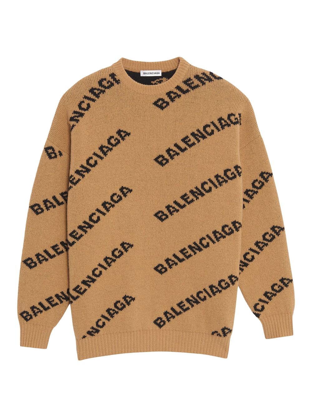 

Свитер с логотипом по всей поверхности Balenciaga, бежевый