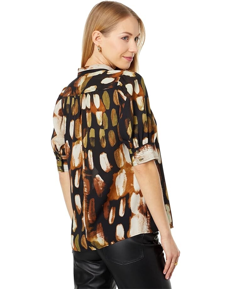 

Блуза DKNY Puff Sleeve Blouse, цвет Midnight/Roasted Pecan