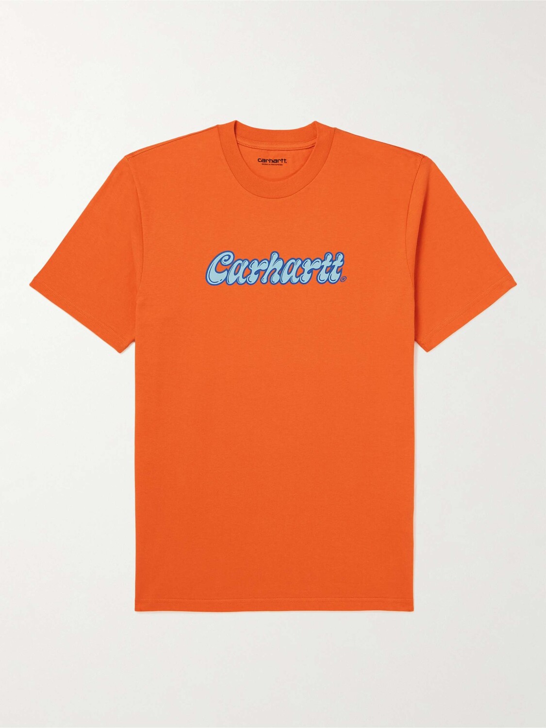 

Облегающая футболка из хлопкового джерси с логотипом и принтом Liquid Script CARHARTT WIP, апельсиновый, Оранжевый
