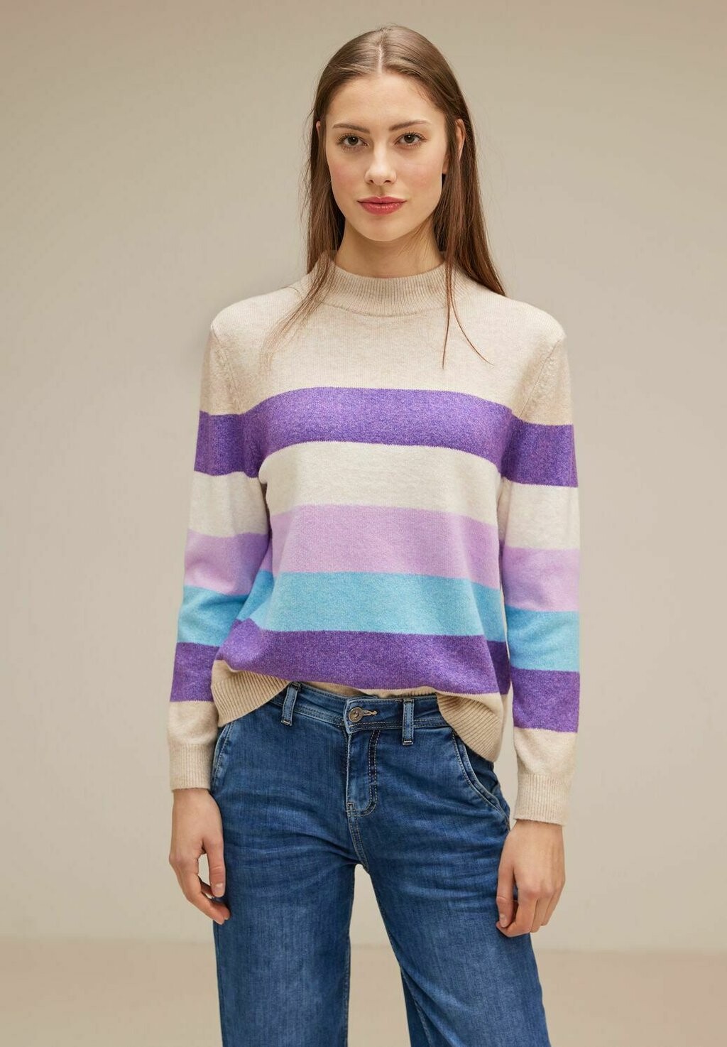

Вязаный свитер MIT STREIFENMUSTER Street One, цвет beige