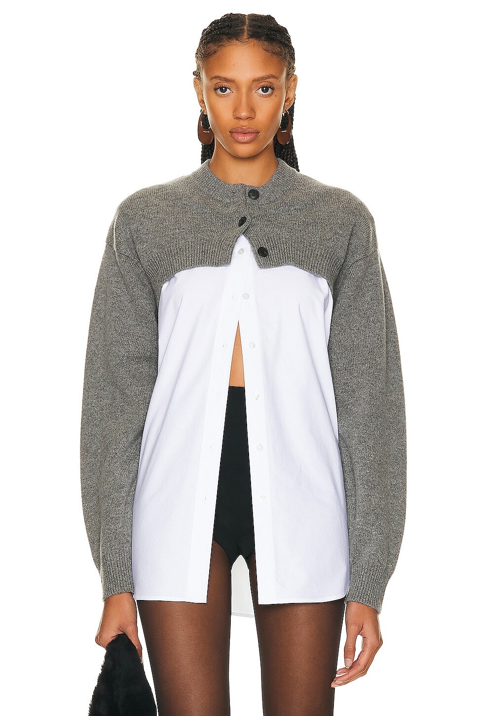 

Рубашка Alexander Wang Bilayer, цвет Medium Grey Melange