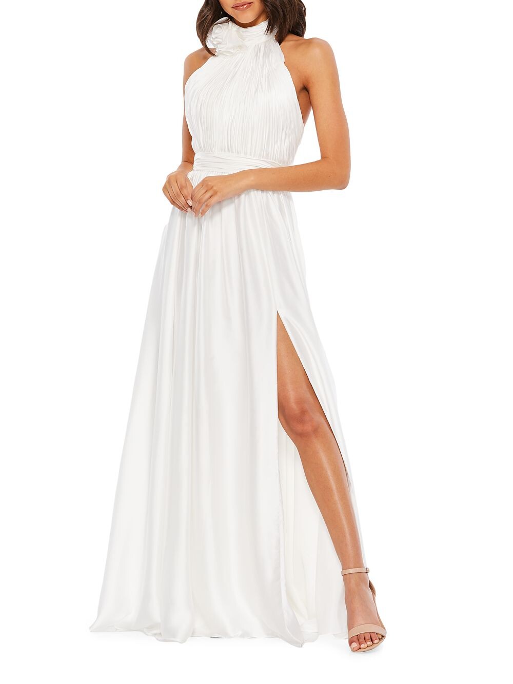 

Шифоновое платье с лямкой на шее Mac Duggal, белый