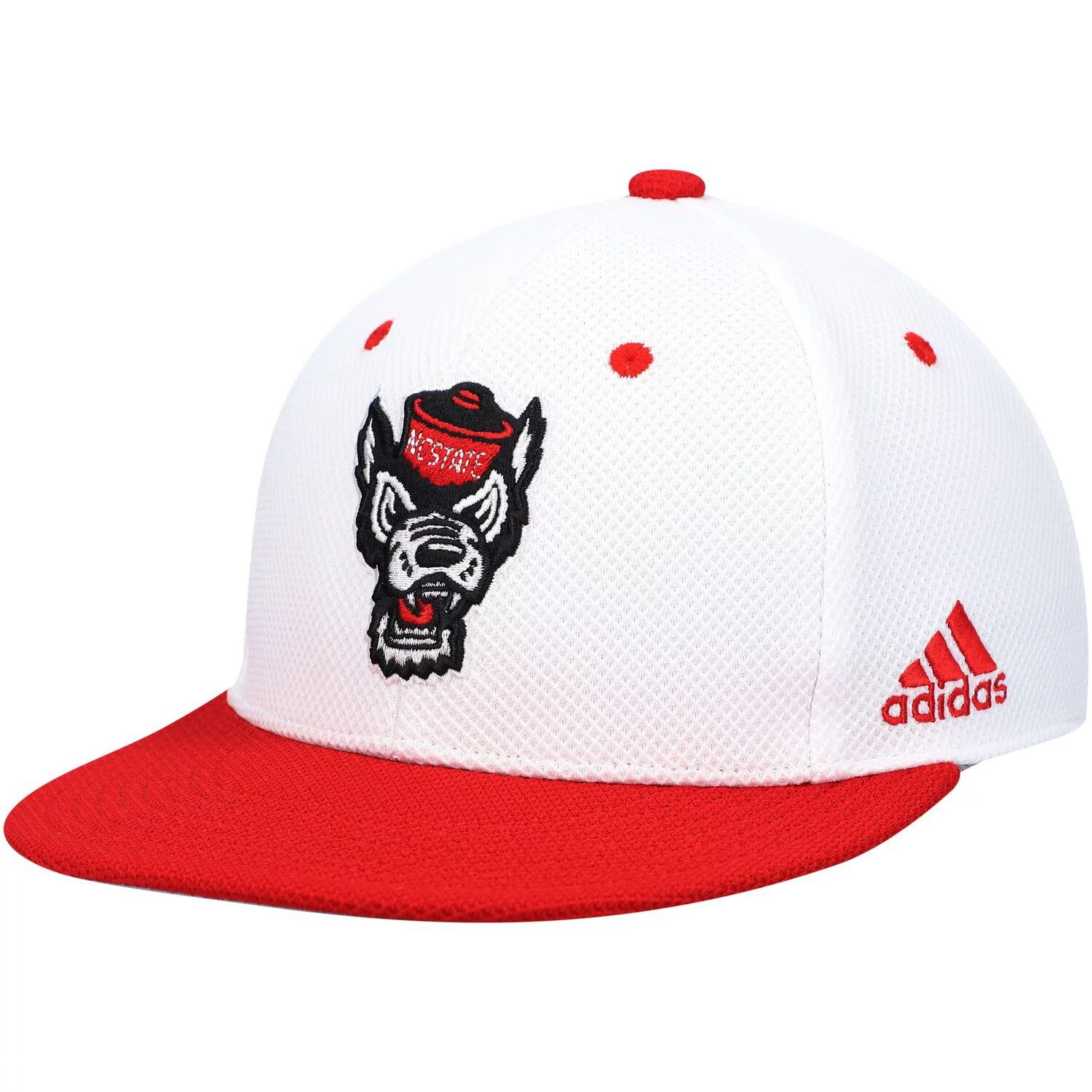 

Мужская бейсбольная кепка adidas белого/красного цвета NC State Wolfpack On-Field